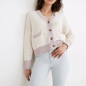 Madewell Cream and Lavender Cardigan
